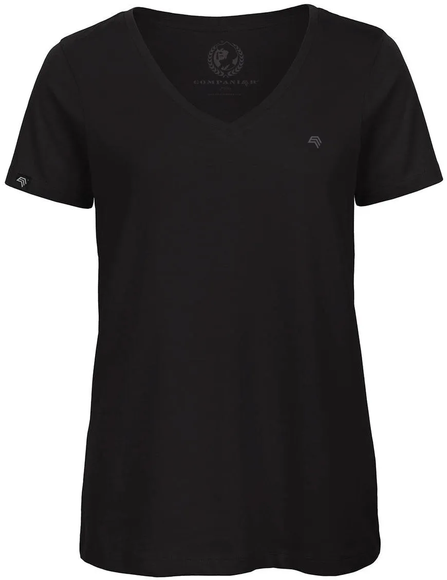 ― % ― BAC TW045 ― Damen Bio-Baumwolle V-Neck T-Shirt - Schwarz [XS]