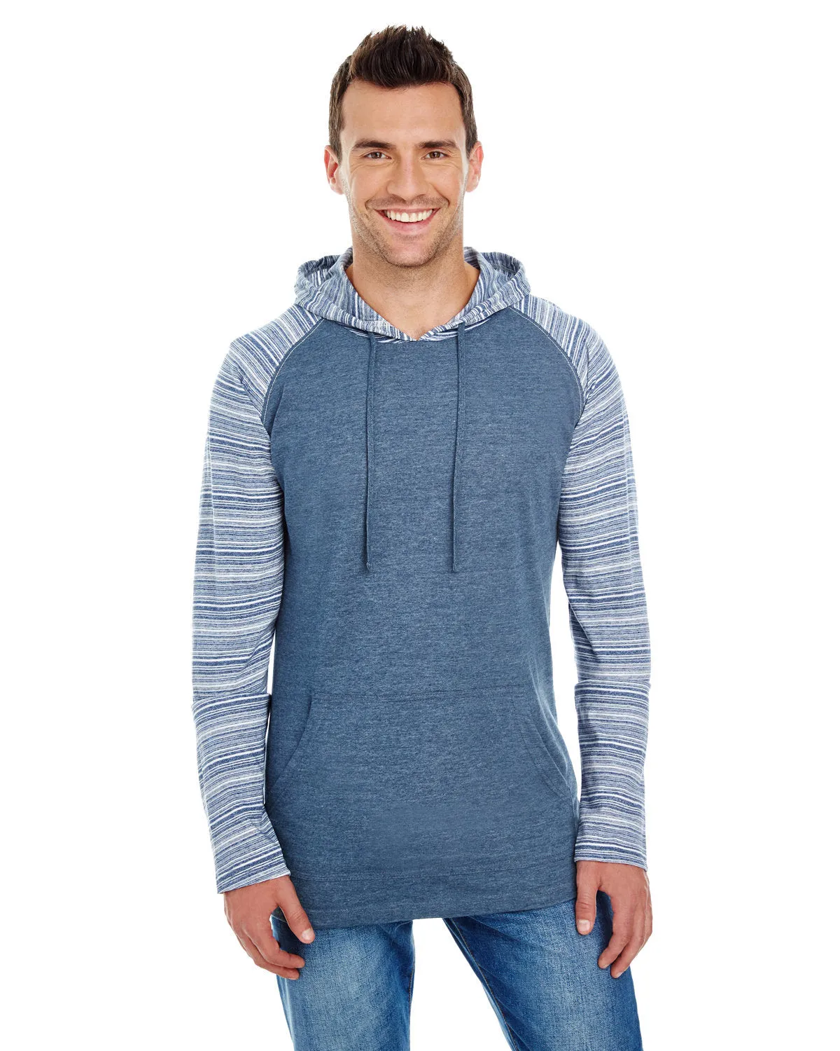 Adult Raglan Sleeve Striped Jersey Hooded T-Shirt