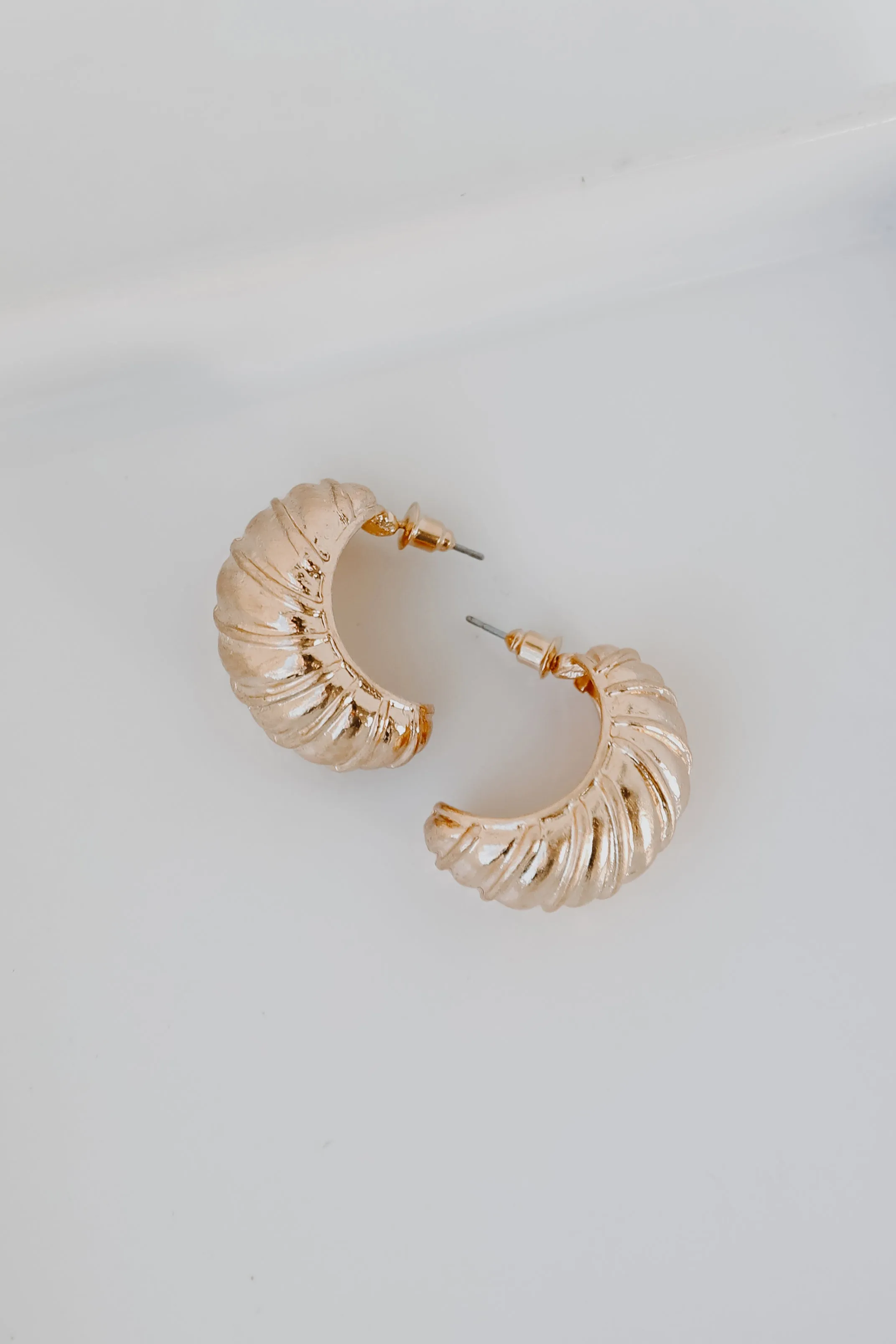 Alina Gold Textured Hoop Earrings