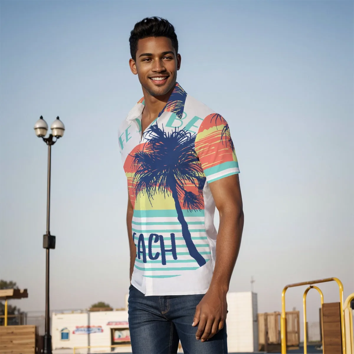 All-Over Print Men's Shirt  J 48 beach print