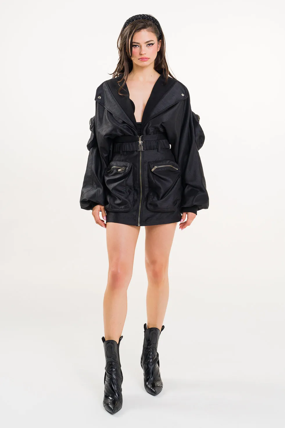 'AMI'  Cropped Trimmed Shell Cargo Bomber