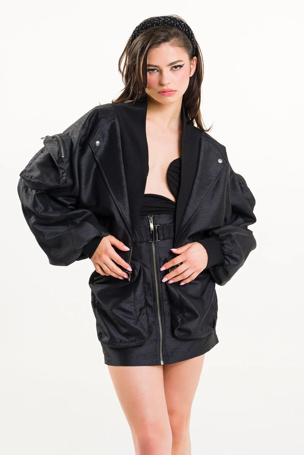 'AMI'  Cropped Trimmed Shell Cargo Bomber