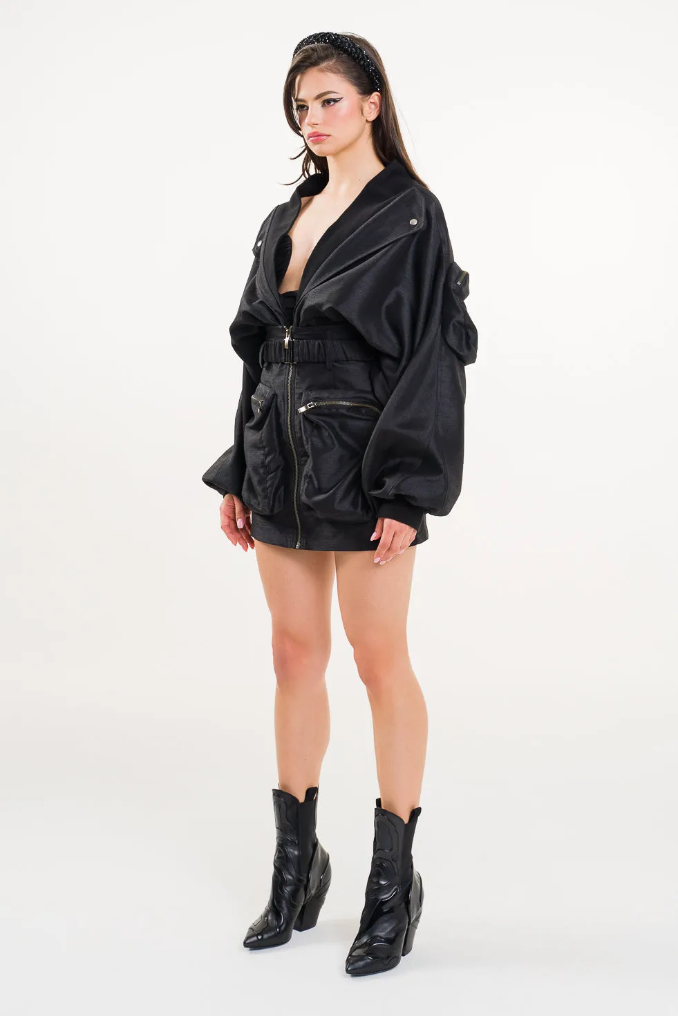 'AMI'  Cropped Trimmed Shell Cargo Bomber