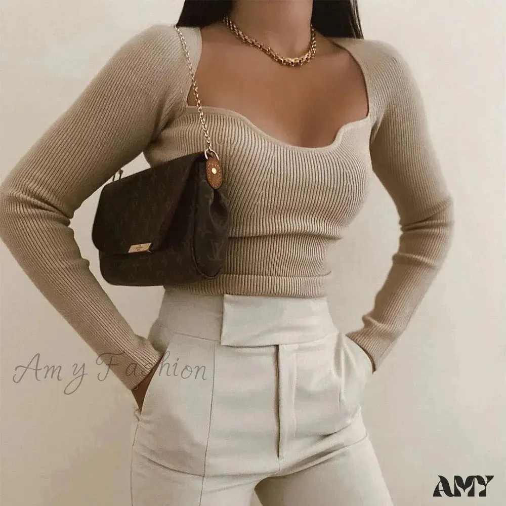 Amy Fashion - Casual Fashion Slim-fit Tight Knitted Sweaters