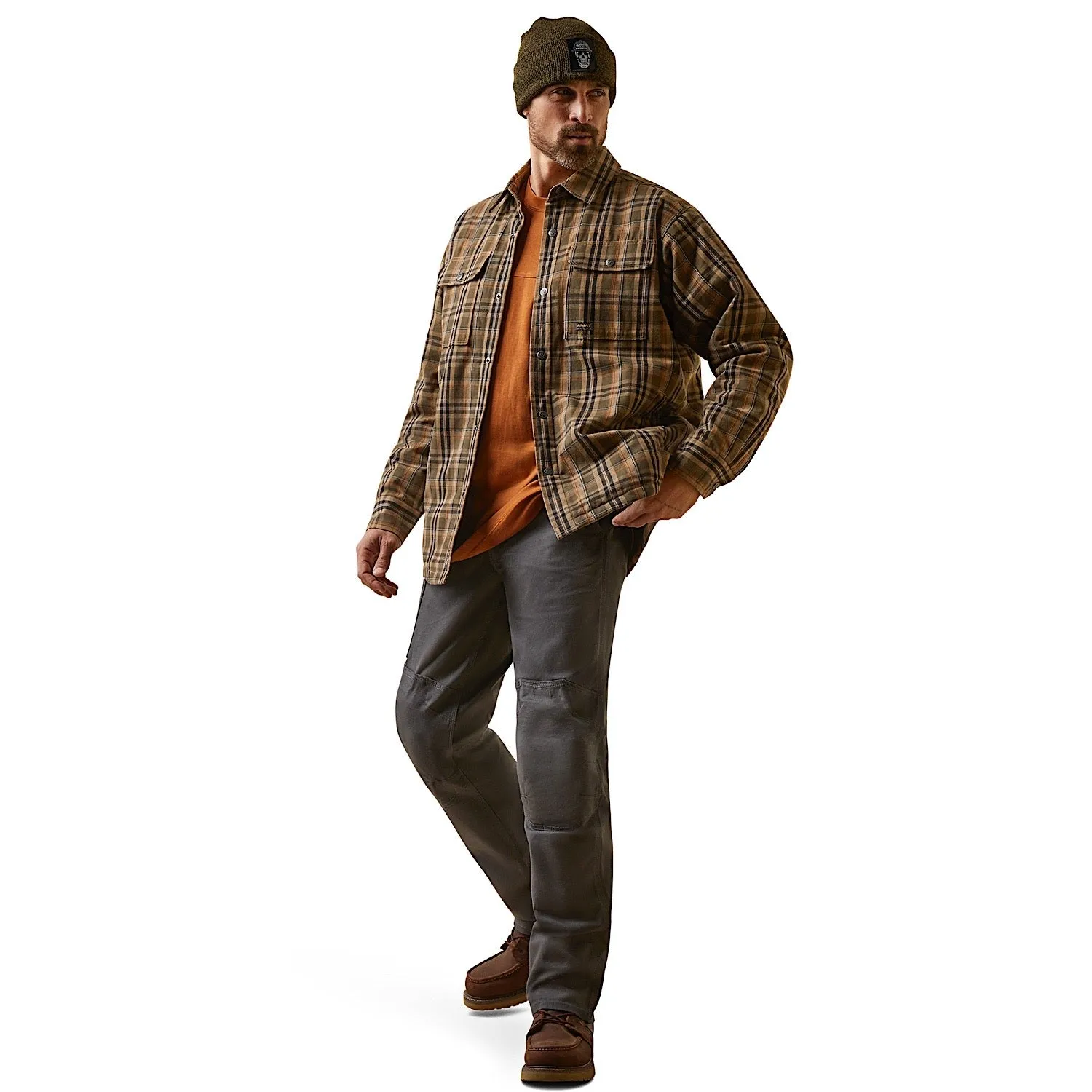 ARIAT Mens Rebar Flannel Insulated Shirt Jacket Wren Plaid