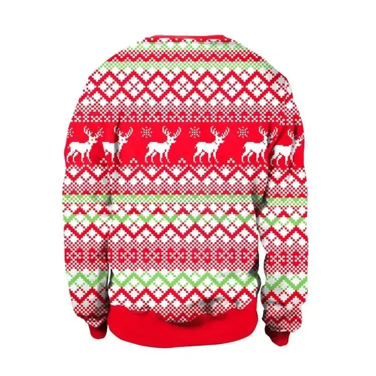 Autumn Winter Fashion Ugly Christmas Sweater Santa Elf Funny Pullover Womens Mens Print Sweaters Tops Clothing