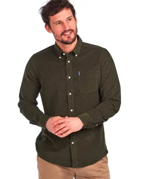 Barbour Cord 2 Cordoroy Button Down Collar Tailored Button Up Shirt In Forest