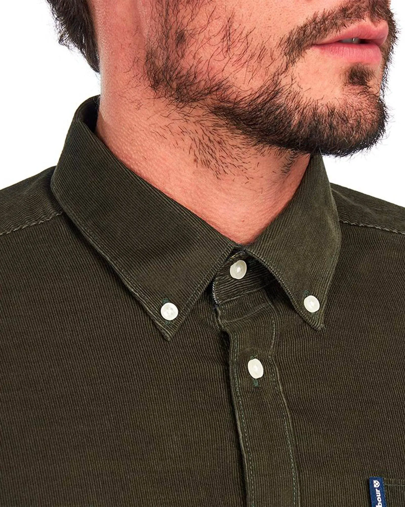 Barbour Cord 2 Cordoroy Button Down Collar Tailored Button Up Shirt In Forest