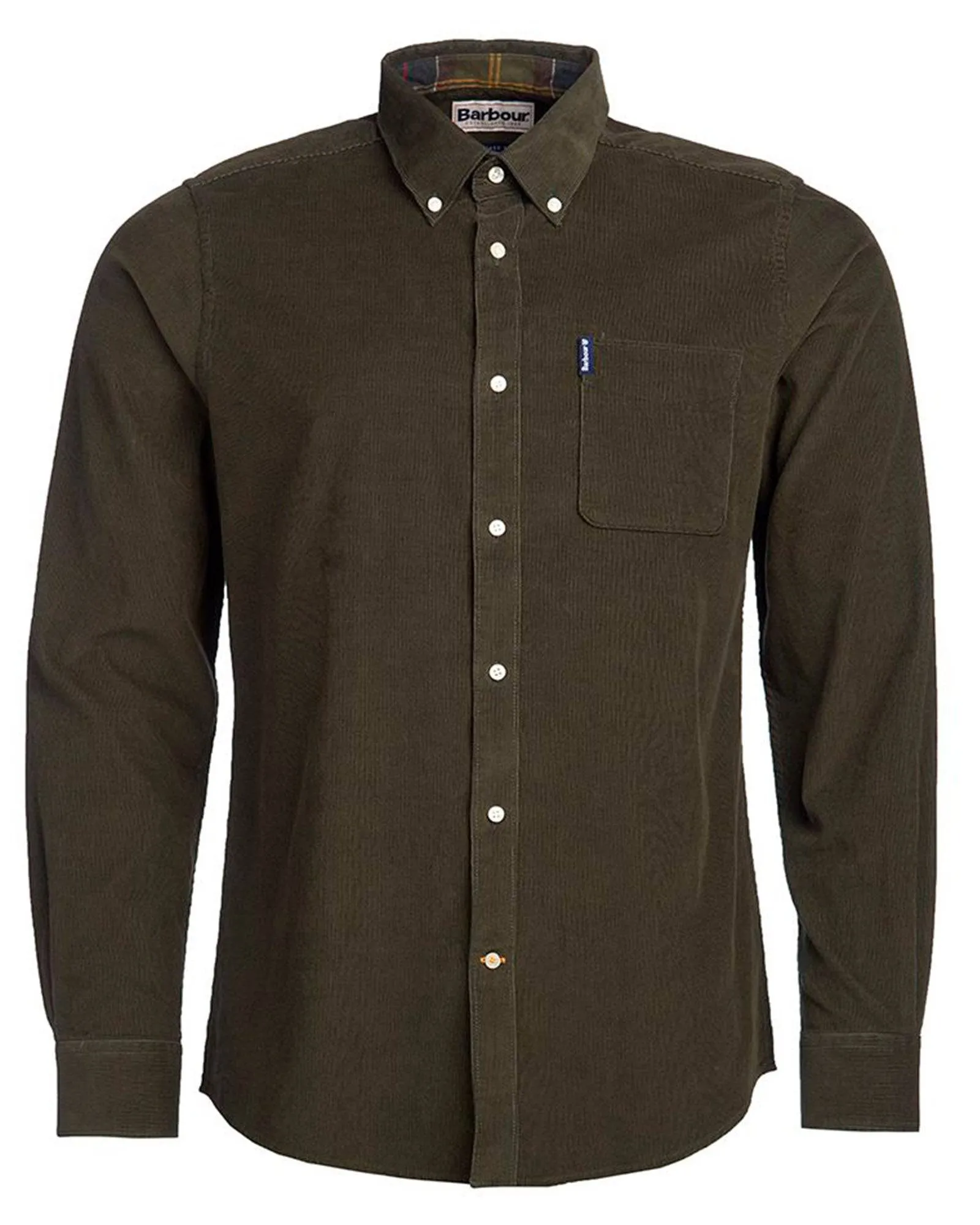 Barbour Cord 2 Cordoroy Button Down Collar Tailored Button Up Shirt In Forest