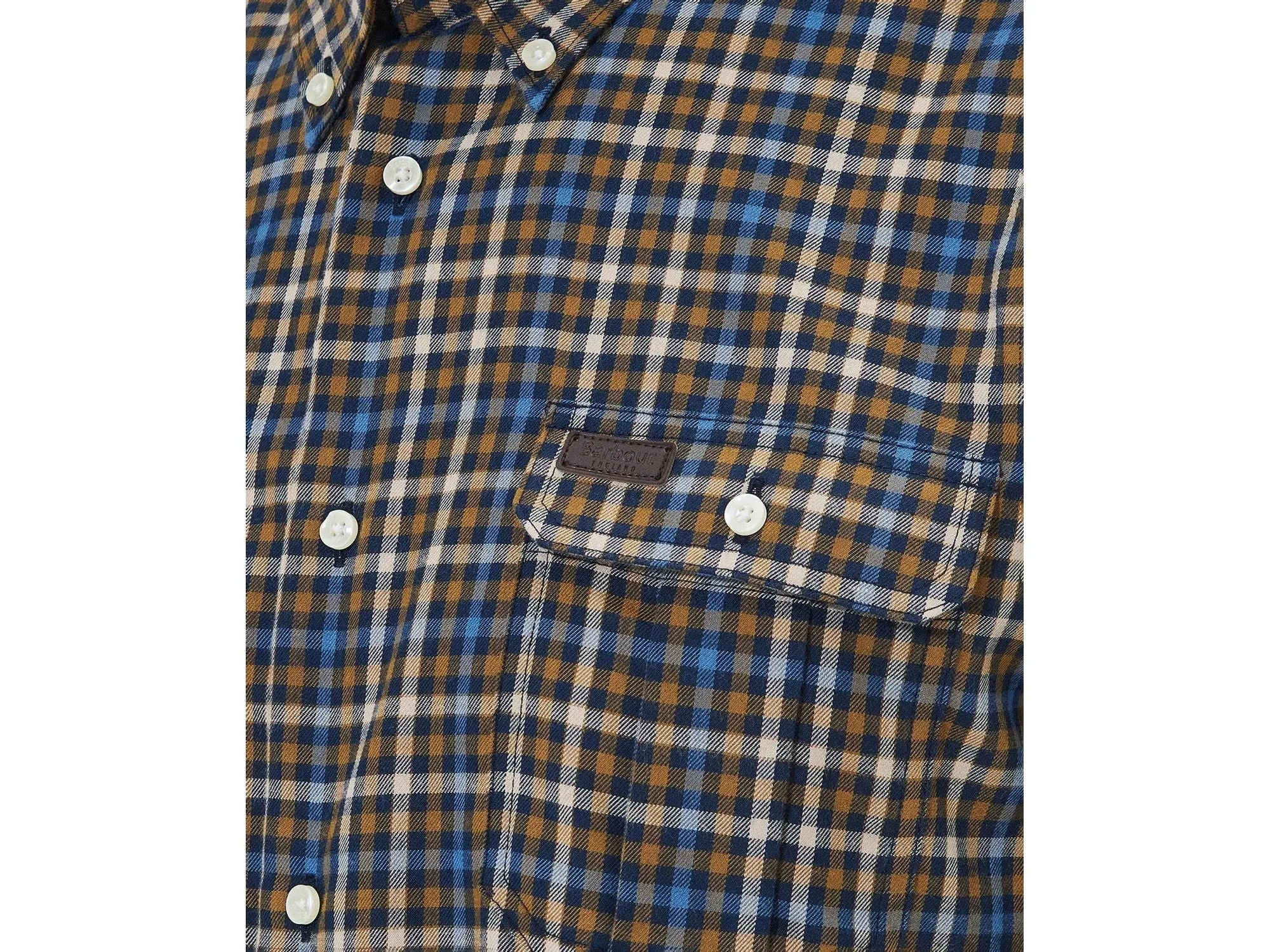 Barbour Foss Tailored Buttondown Collar Shirt in Navy & Tan Plaid