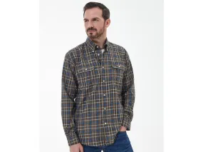 Barbour Foss Tailored Buttondown Collar Shirt in Navy & Tan Plaid