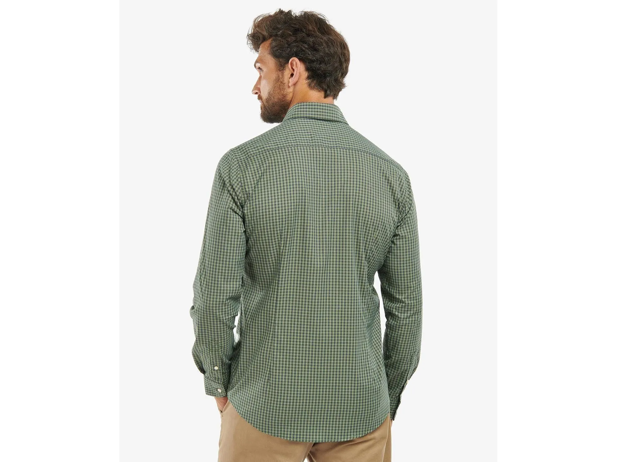 Barbour Grove Long-Sleeved Tailored Button-Down Performance Shirt in Olive