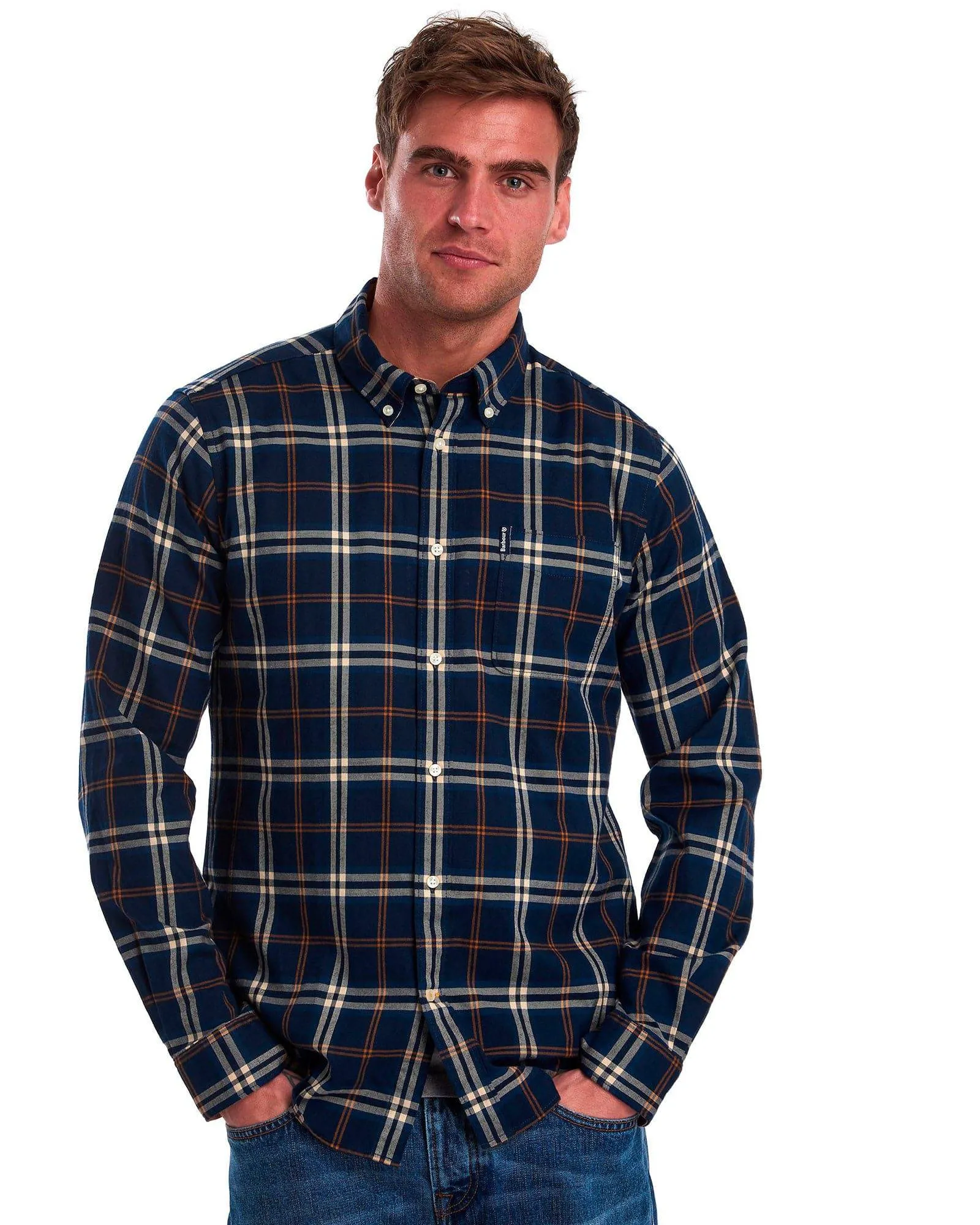 Barbour Highland Check 20 Tailored Fit Button down Collar In Blue