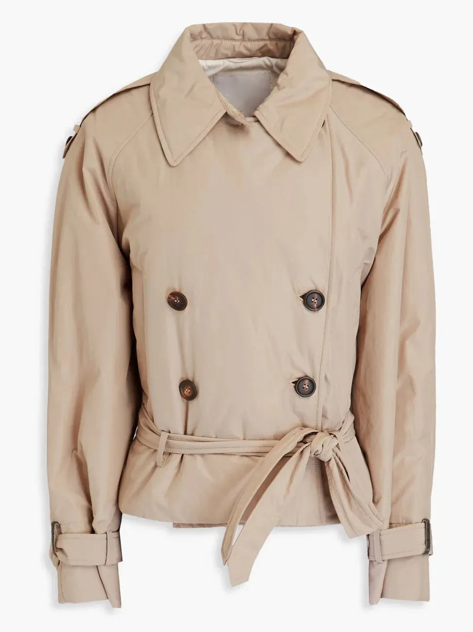 Belted Padded Double-Breasted Trench Jacket