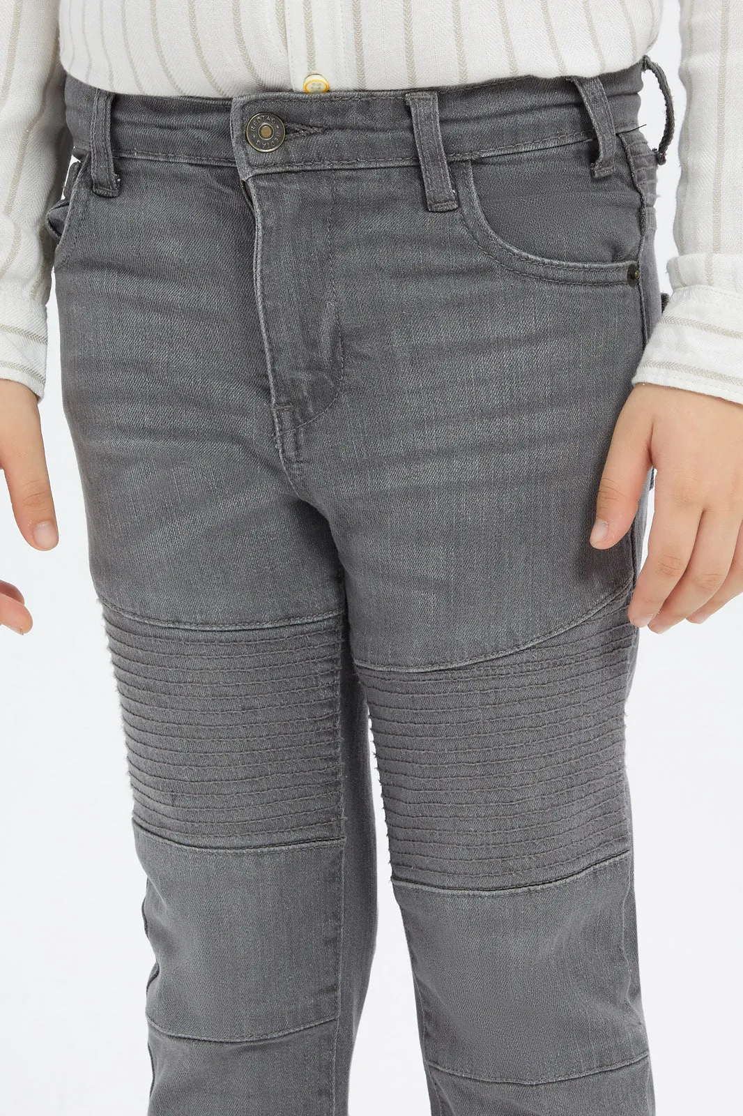 Boys Grey Biker Jeans