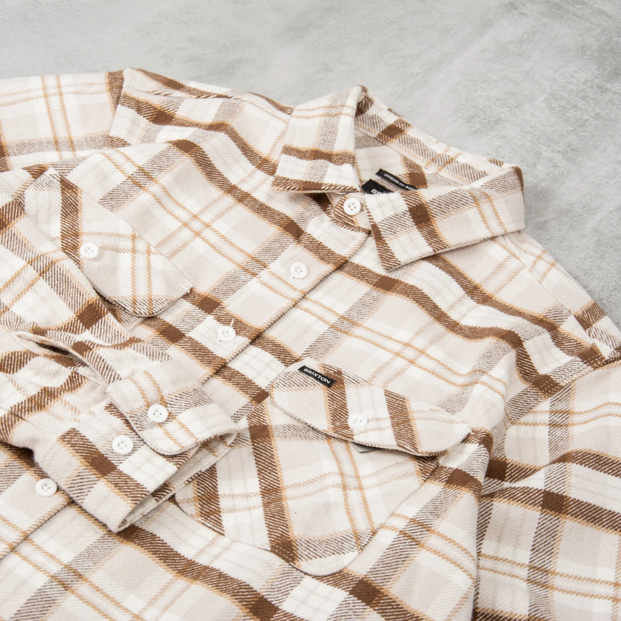 Brixton Bowery L/S Heavy Weight Flannel Shirt - Beige / Off White / Desert Palm