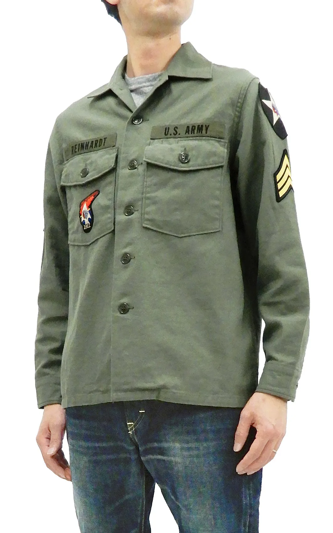 Buzz Rickson Utility Shirt Men's Reproduction OG-107 Worn By John Lennon BR28662 Olive