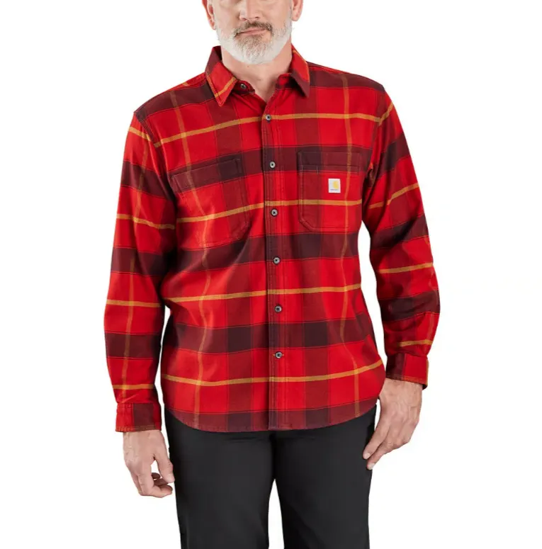 Carhartt Mens Rugged Flex Relaxed Fit Midweight Flannel Long-Sleeve Plaid Shirt