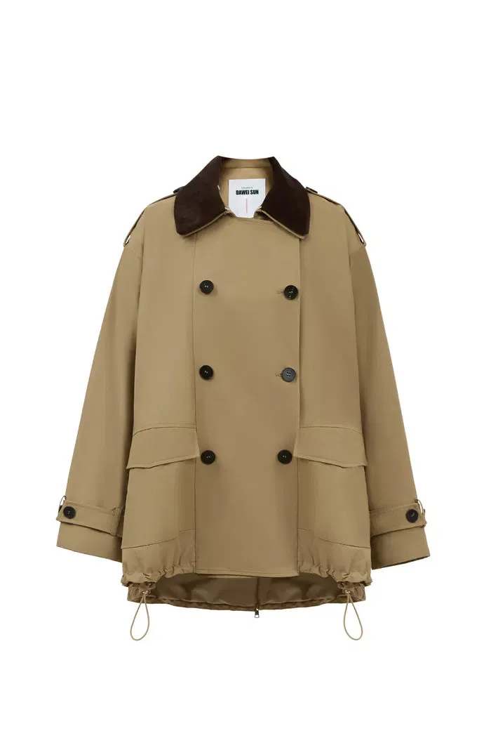 Cassian Short Trench Coat in Water-Repellent Cotton Blend