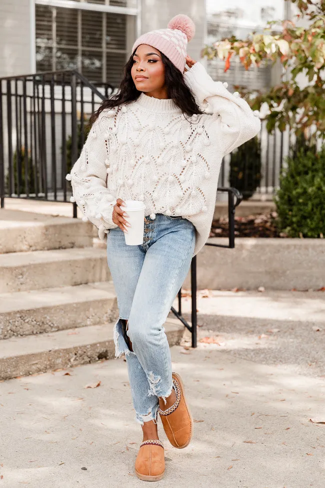 Chunky Cream Pom Sweater