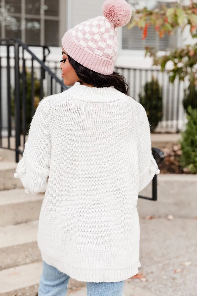 Chunky Cream Pom Sweater