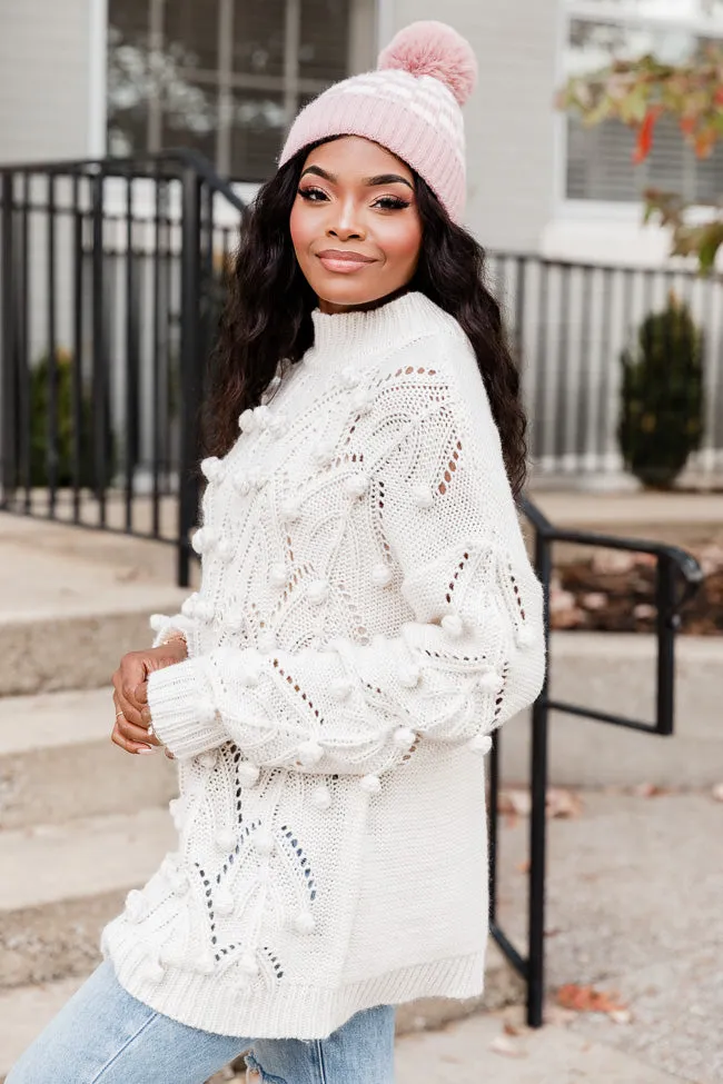 Chunky Cream Pom Sweater