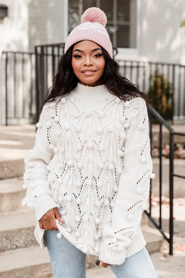 Chunky Cream Pom Sweater