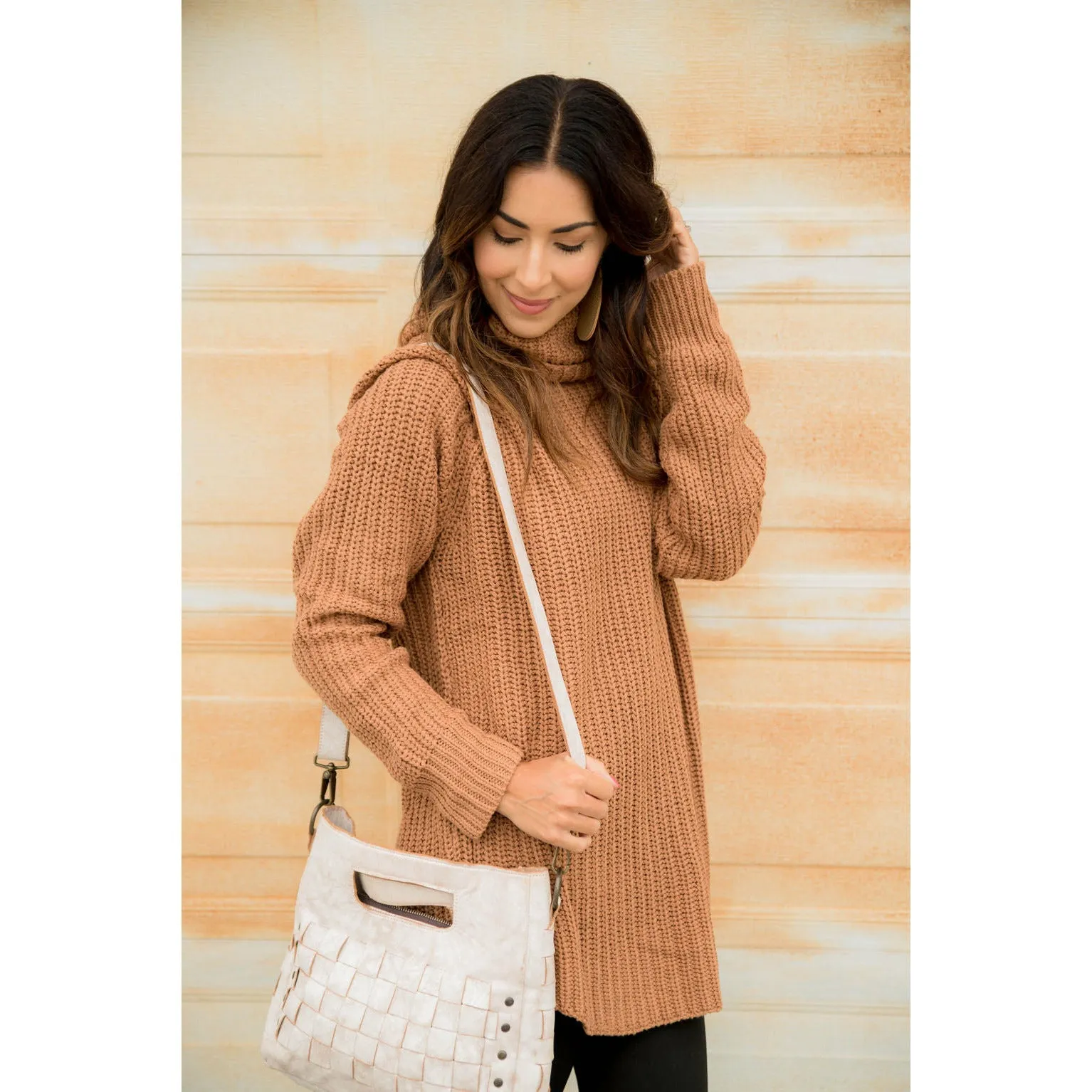 Chunky Knit Cowl Neck Tunic