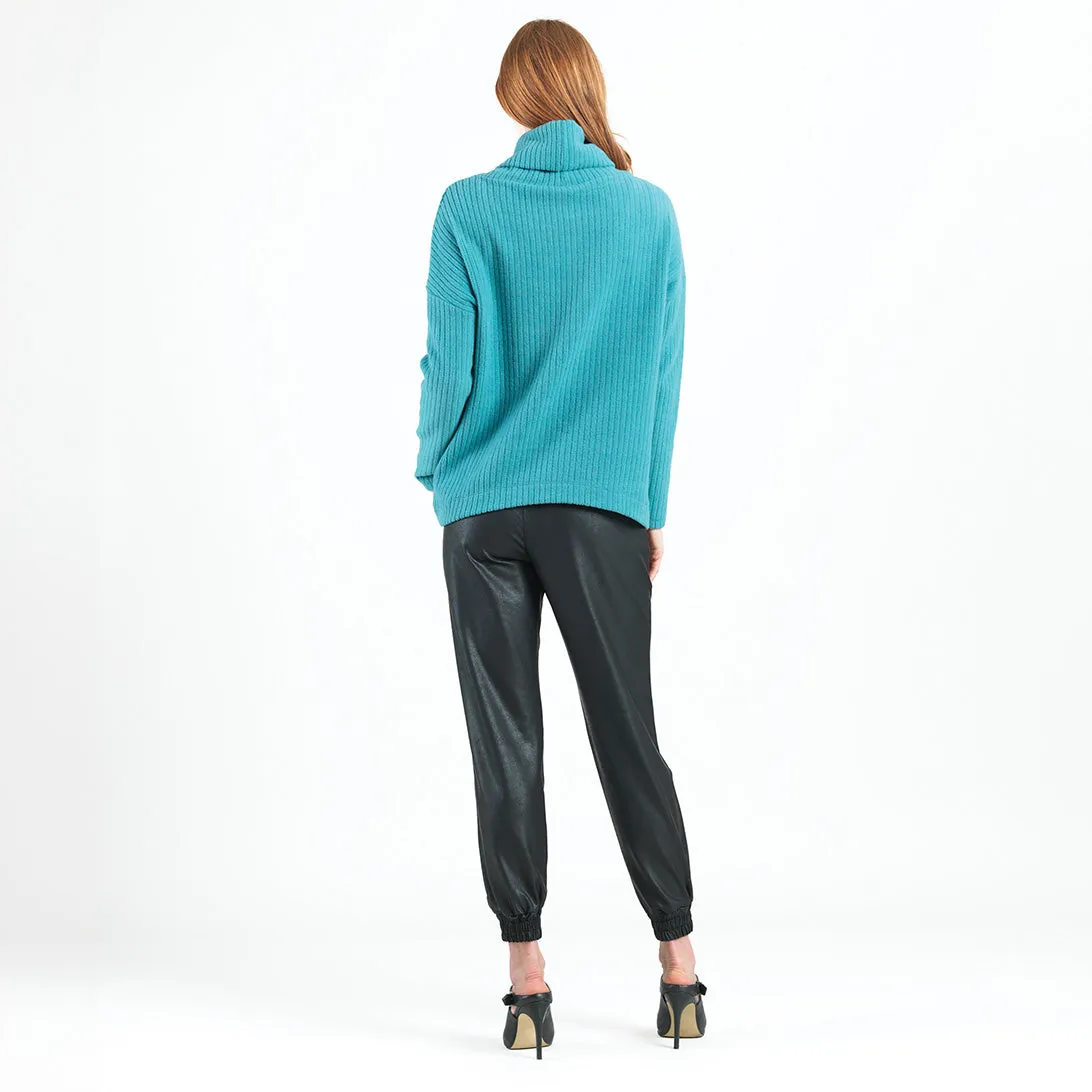 Chunky Ribbed - Tipped Hem Sweater Top - Teal - Final Sale!