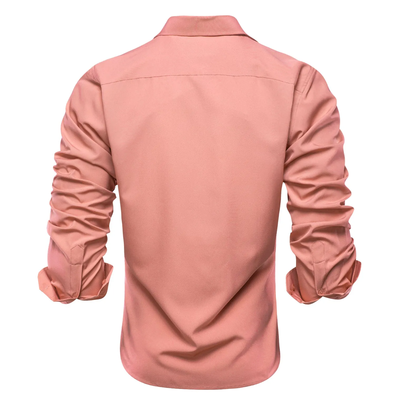 Coral Pink Stretch Men's Long Sleeve Shirt