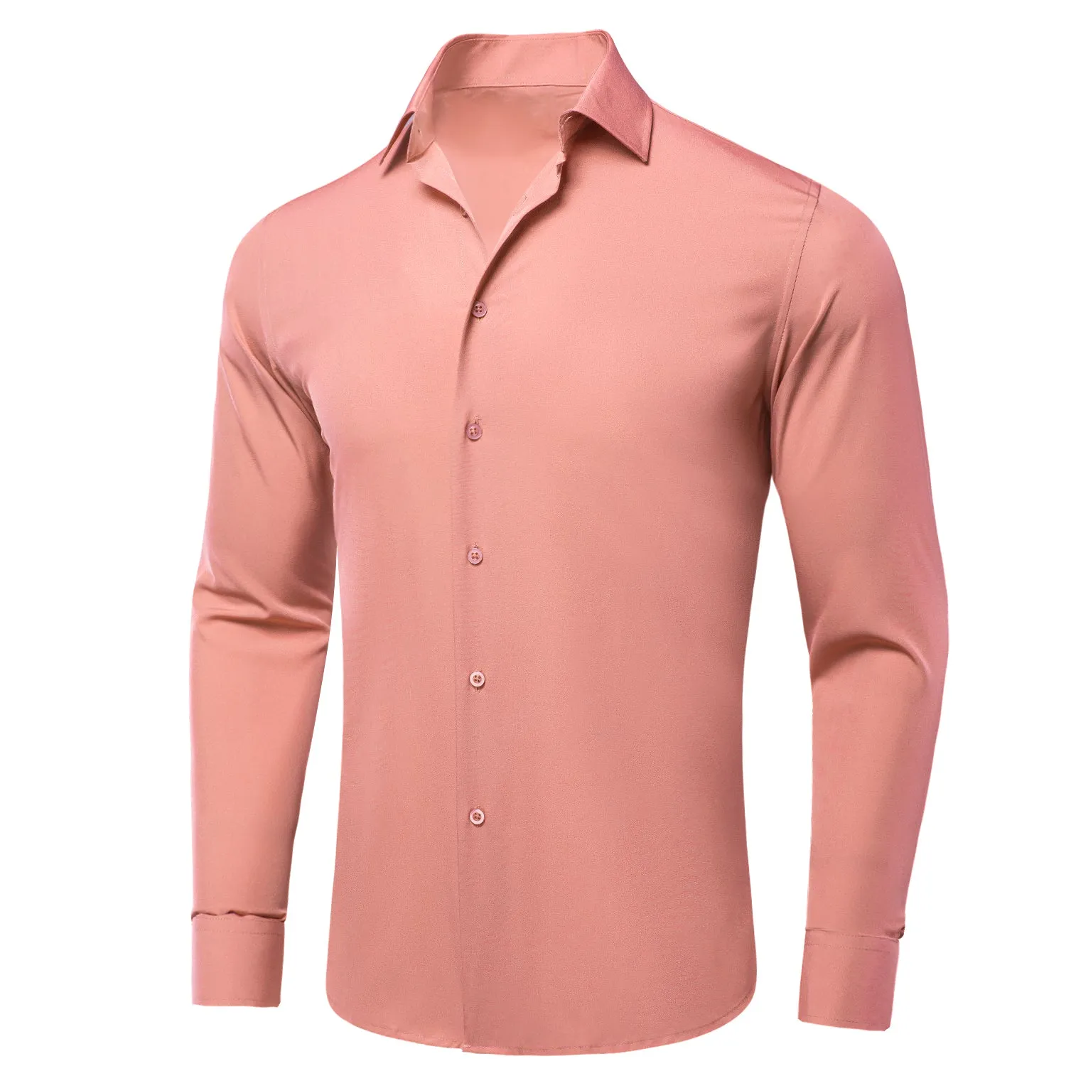 Coral Pink Stretch Men's Long Sleeve Shirt