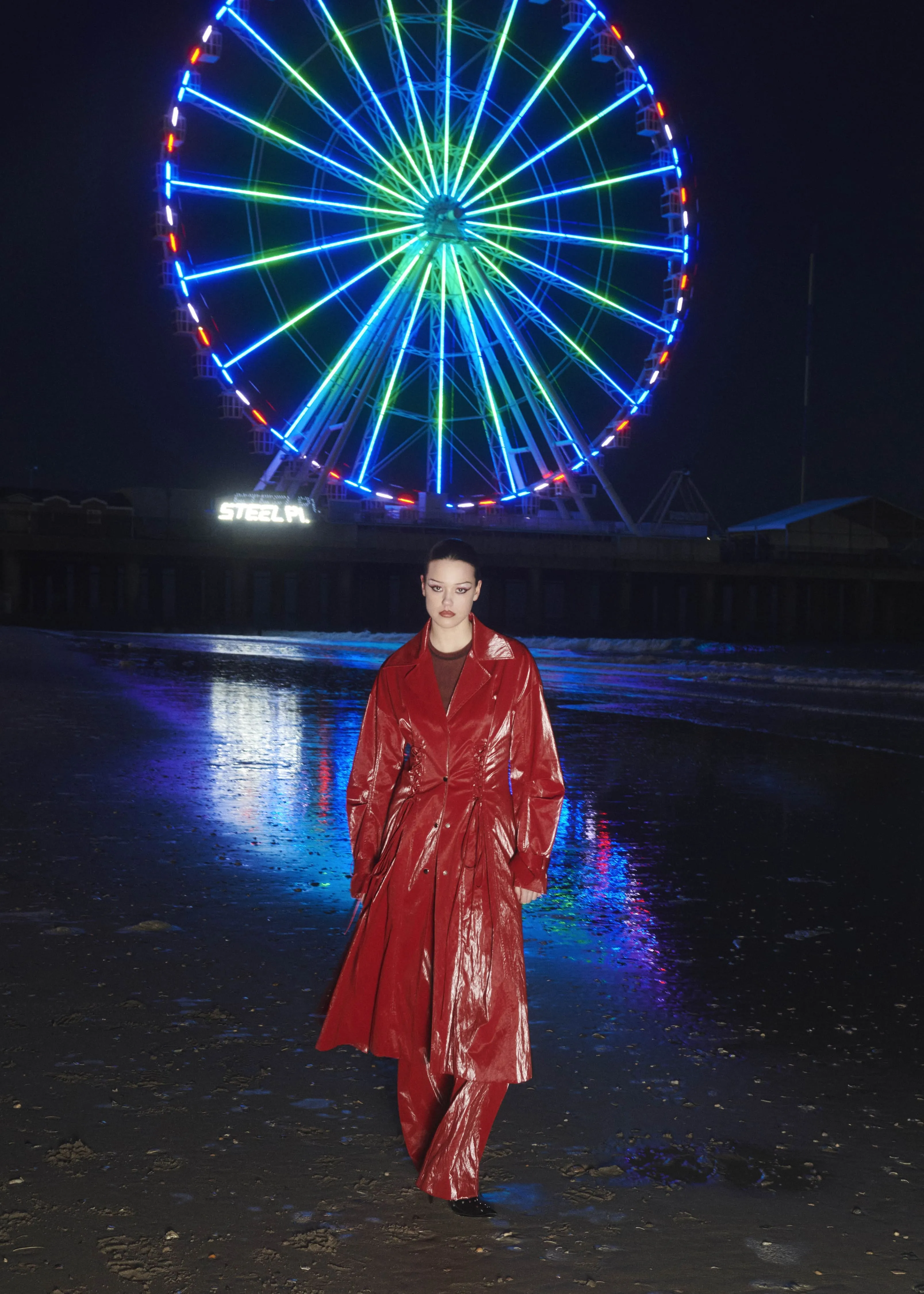 Crimson Laced Trench Coat