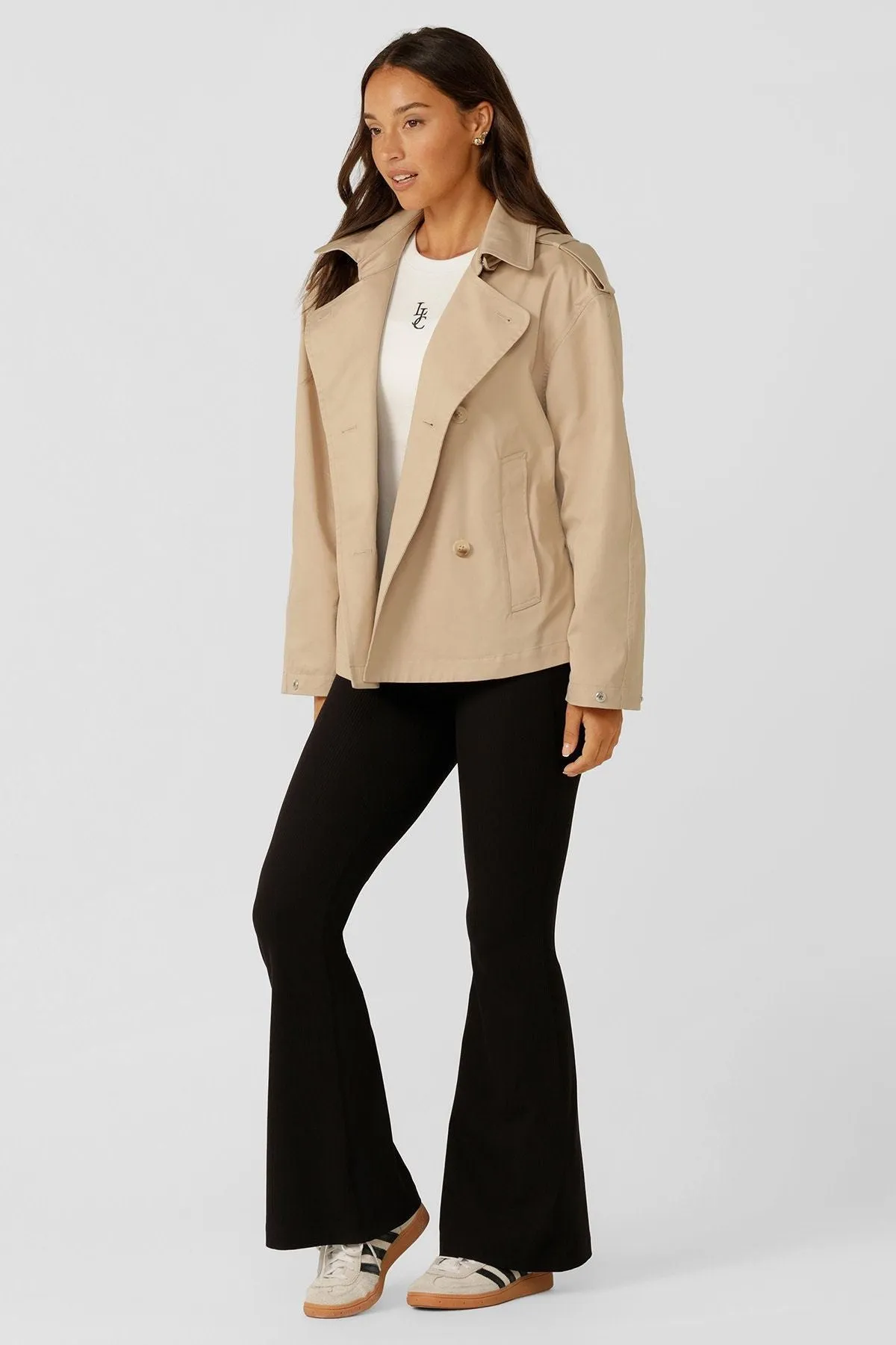 Cropped Sports Trench | Tan