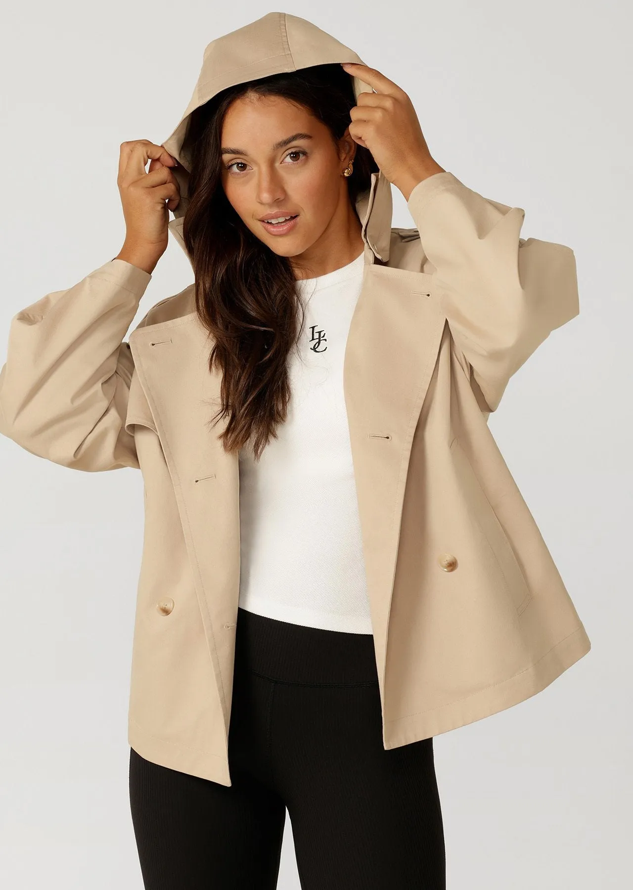 Cropped Sports Trench | Tan