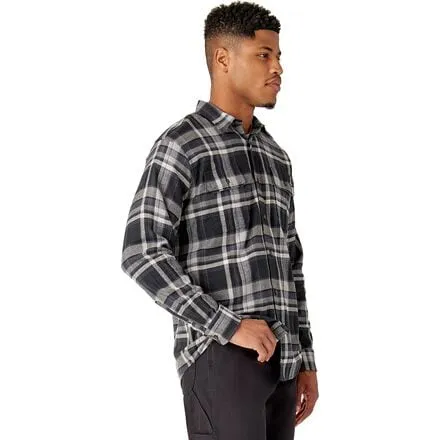 Dickies Men's Long Sleeve Loose Flannel Flex Shirt color Black Gray Multi Plaid