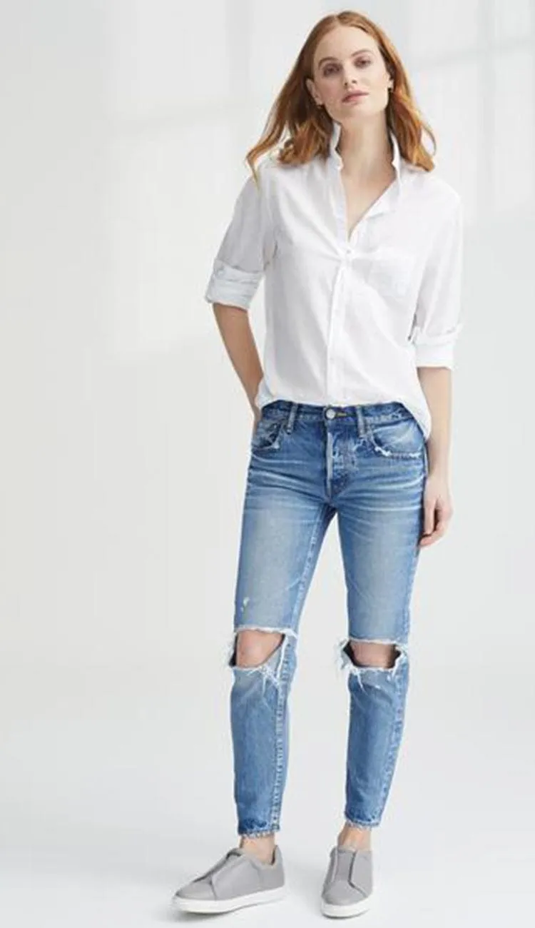 Eileen White Italian Chambray Button Down Shirt