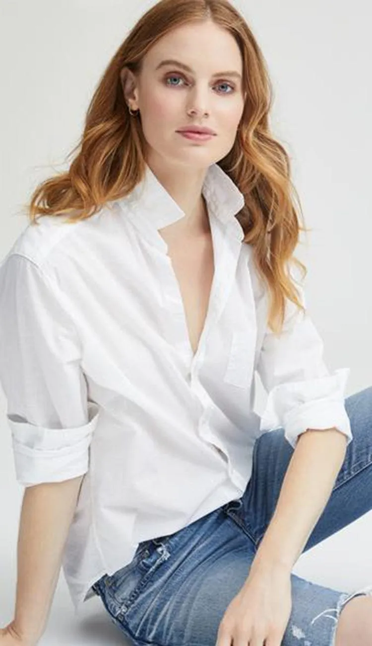 Eileen White Italian Chambray Button Down Shirt