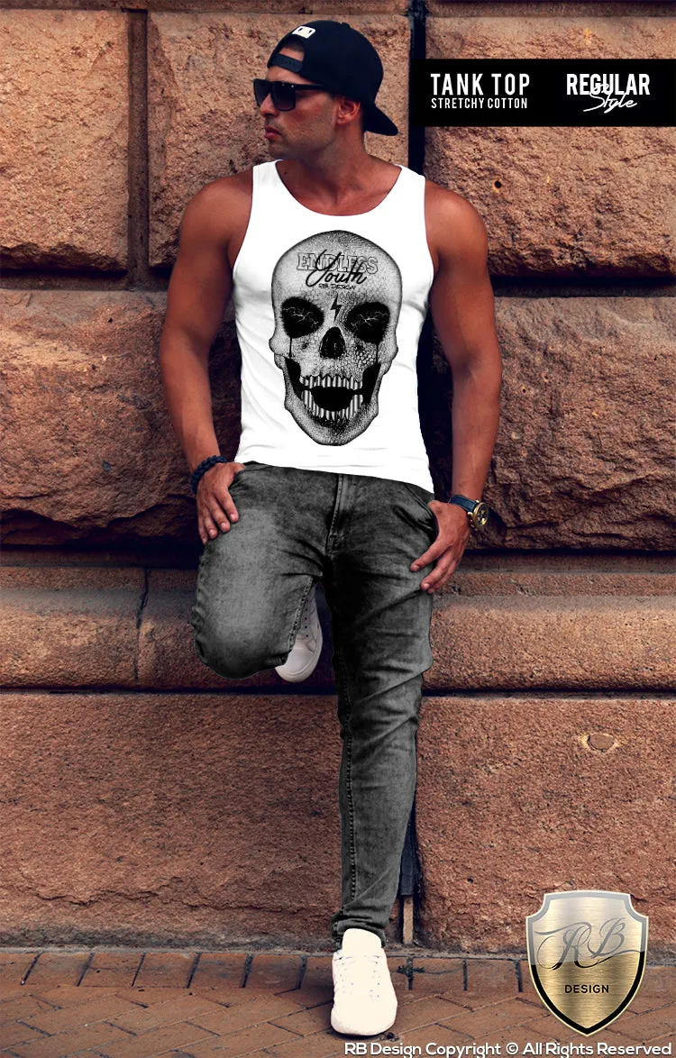 Endless Youth Men's Diamond Skull T-shirt RB Design Tank Top MD495