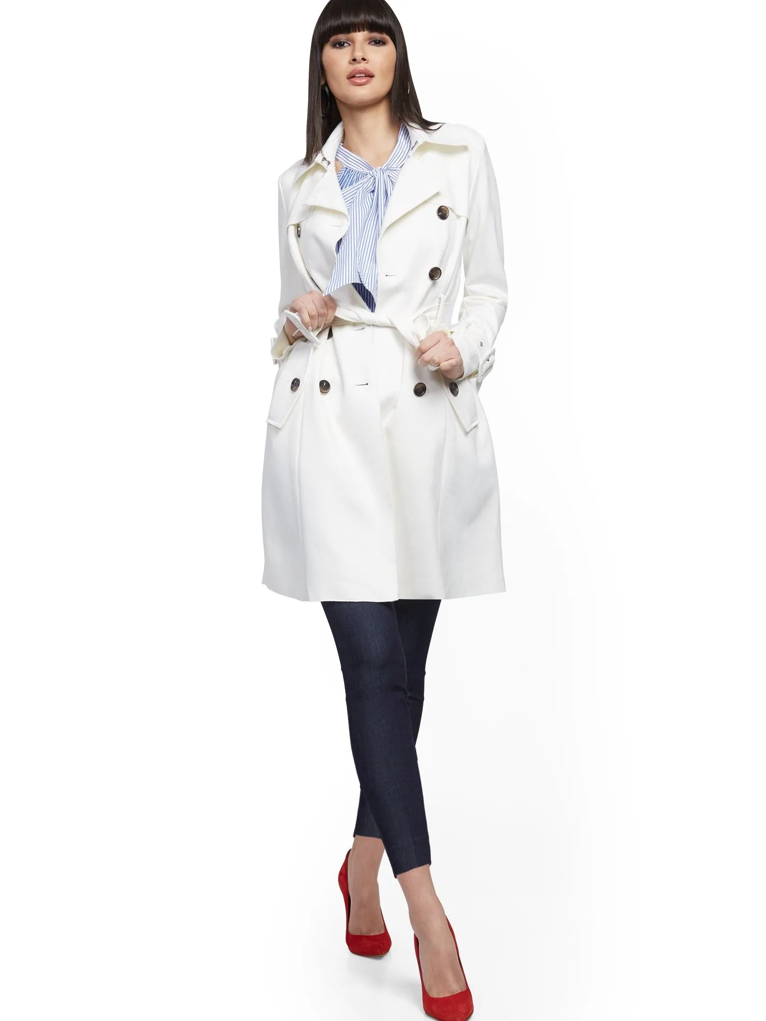 Faux-Suede Belted Trenchcoat