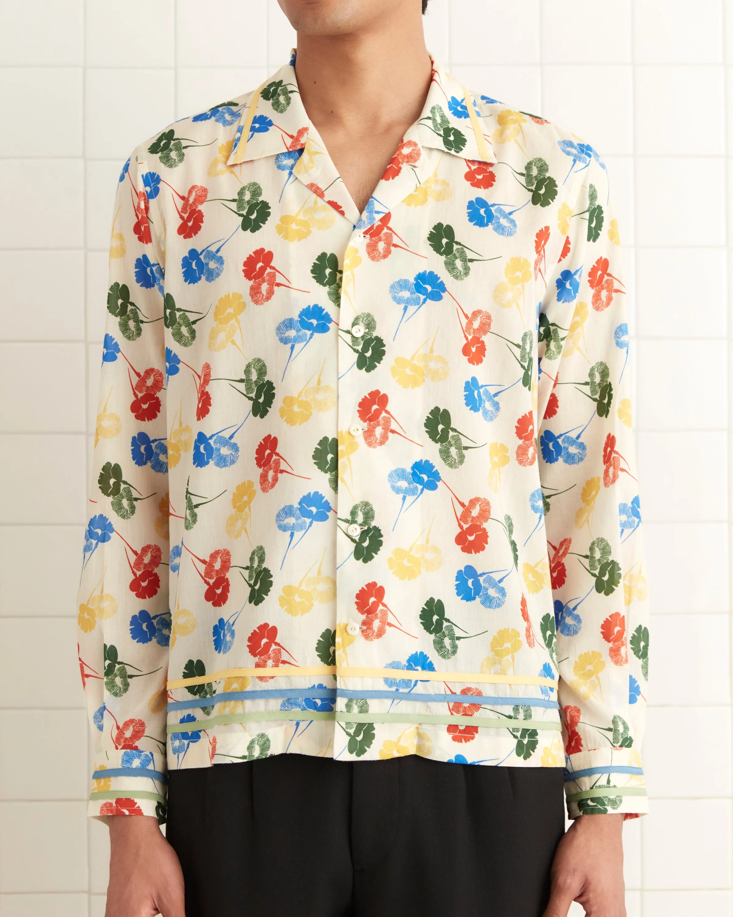 Flower Stamp Long Sleeve Shirt