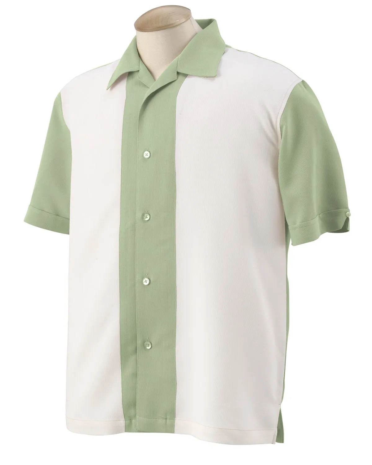 Harriton Men's Two Tone Bahama Cord Camp Shirt 2XLarge Green Mist Crem