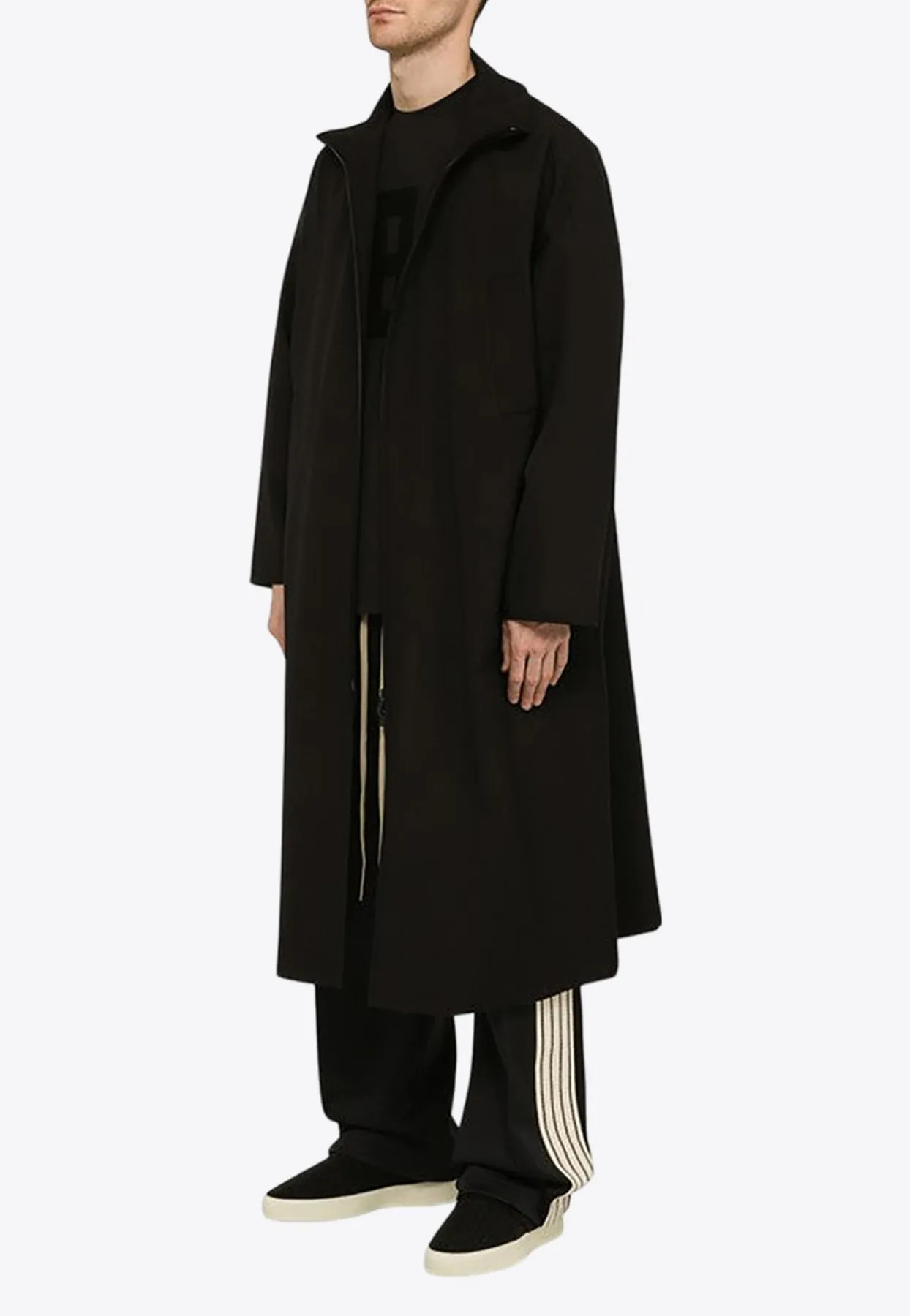 High-Neck Wool Trench Coat