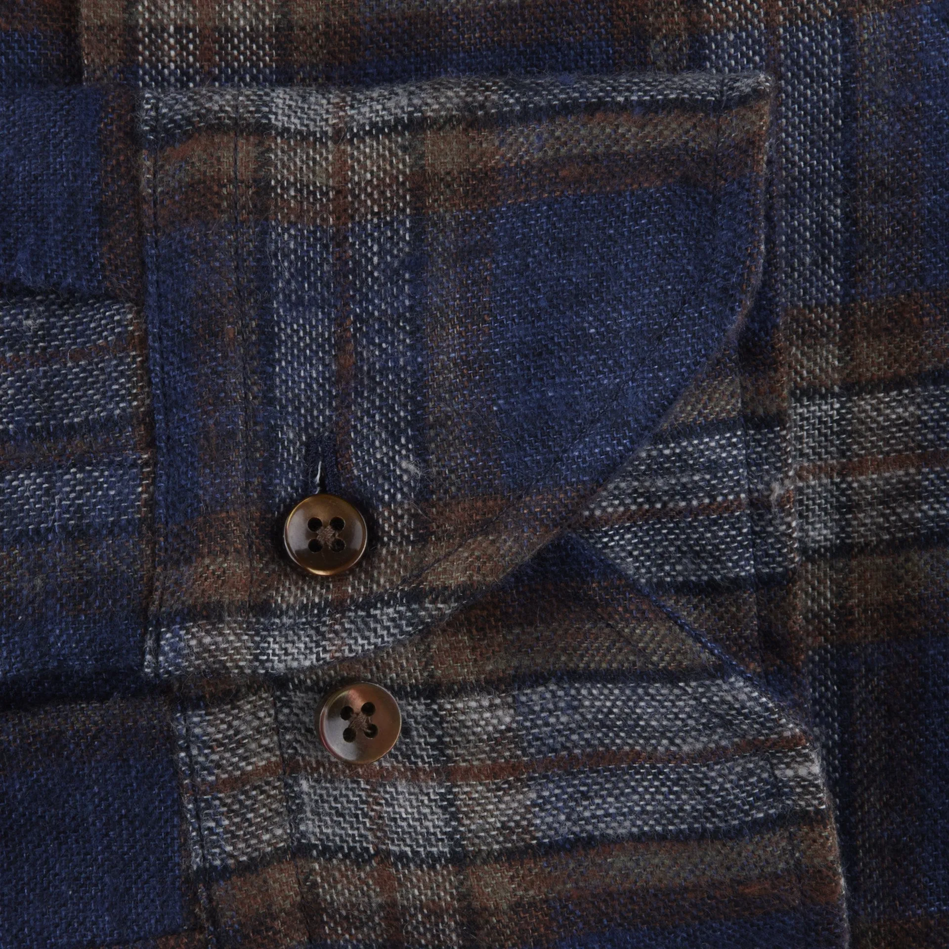 ID80374-Stenstroms Navy Brown Check Button Down