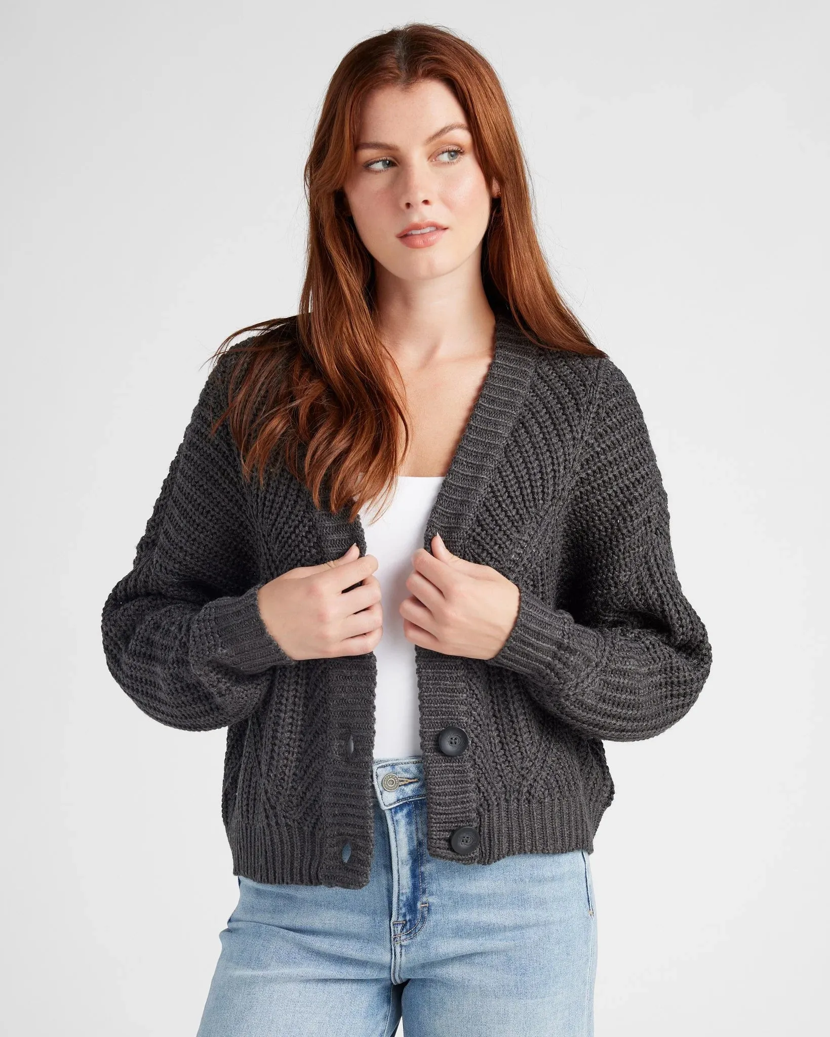 Joni Long Sleeve Double V Neck Cardigan