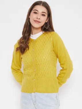 JUMP USA Women Yellow Henley Neck Sweaters