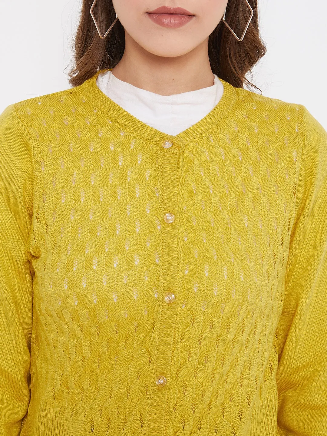 JUMP USA Women Yellow Henley Neck Sweaters