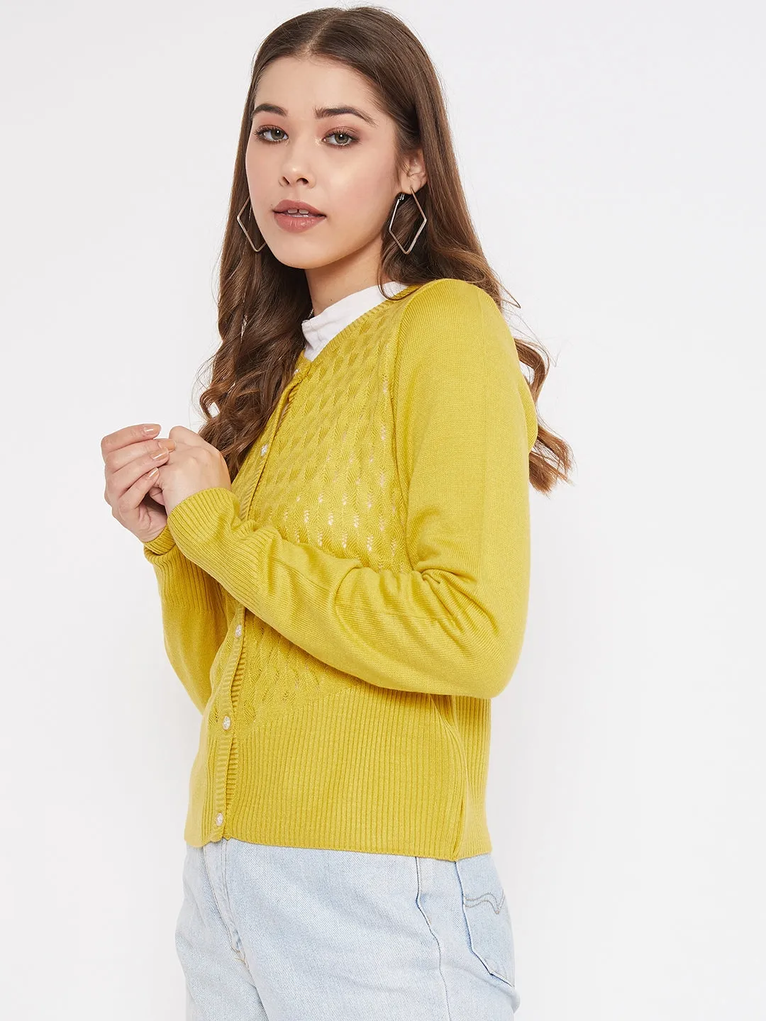 JUMP USA Women Yellow Henley Neck Sweaters