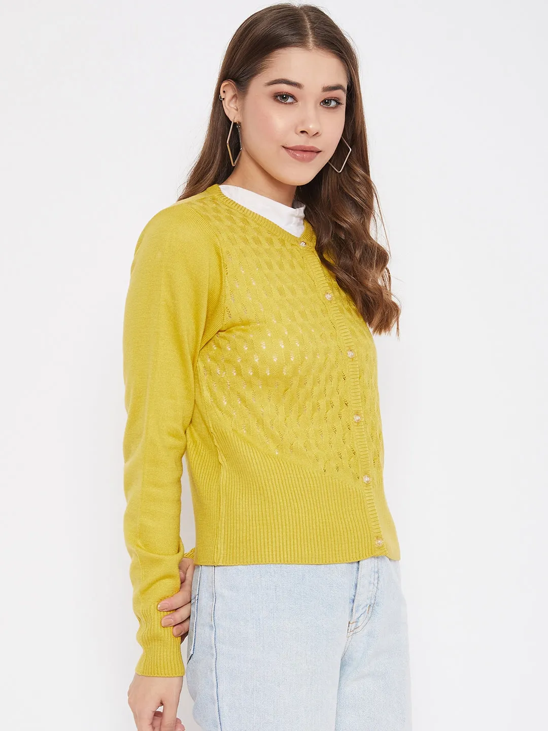 JUMP USA Women Yellow Henley Neck Sweaters