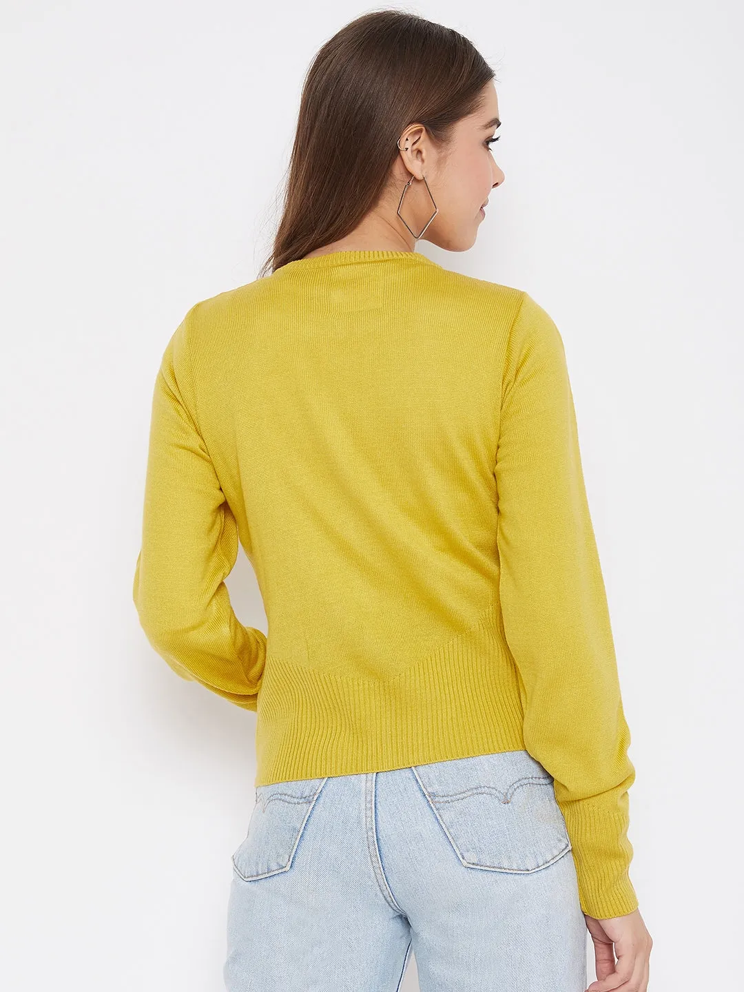 JUMP USA Women Yellow Henley Neck Sweaters