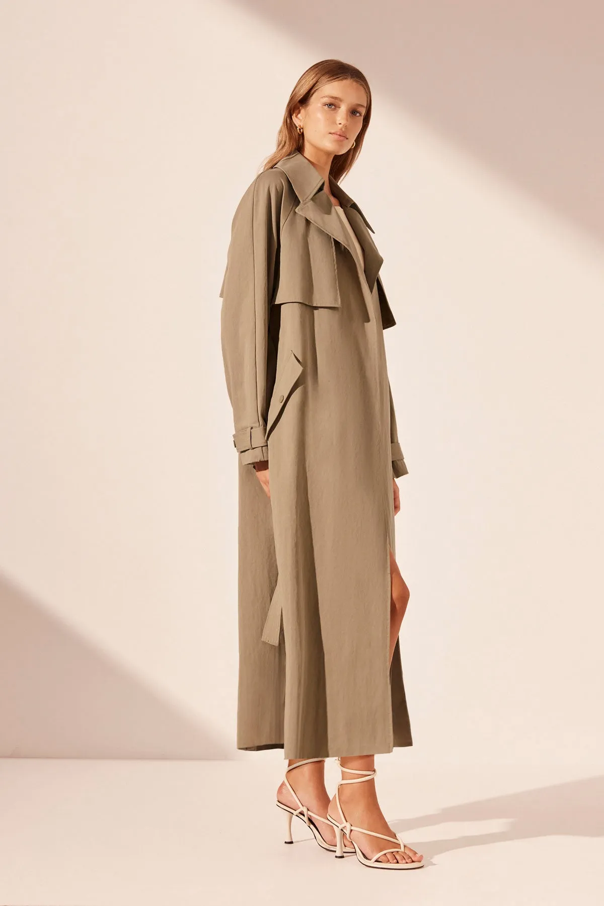 KAI RELAXED TRENCH COAT - GREY KHAKI